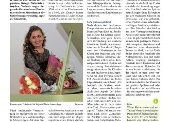 Pressebericht über den Klavierabend am Volkstrauertag. Schwetzinger Woche