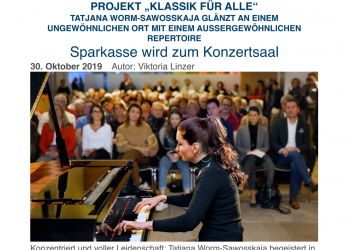 „Klassik für Alle“,  ein 3-D Klavierrecital.  Sparkassen-Filiale  Schwetzingen  27. 10. 2019