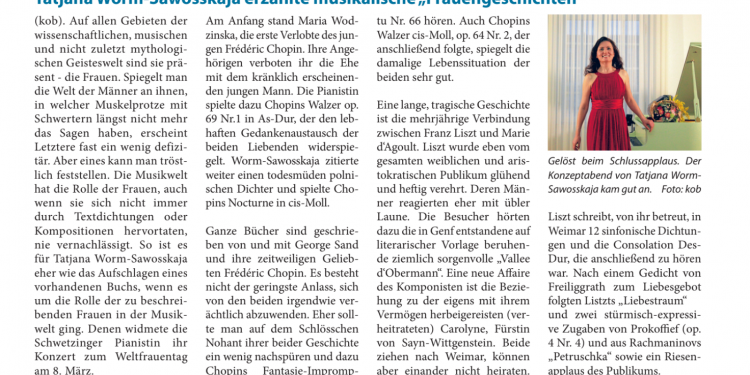 „Frauengeschichten“, ein 3-D Klavierrecital. Premiere am 08.03. 2020