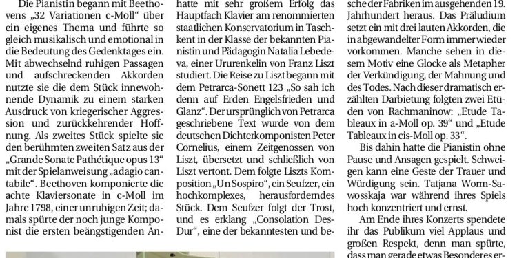 Volkstrauertag musiklalisch begangen. Schwetzinger Zeitung